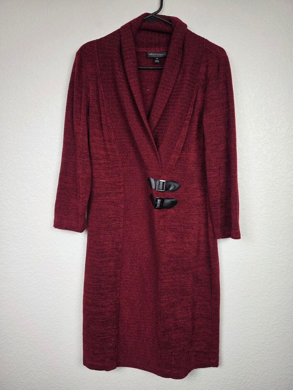 Connected Apparel Burgundy Knit Dress Size 10